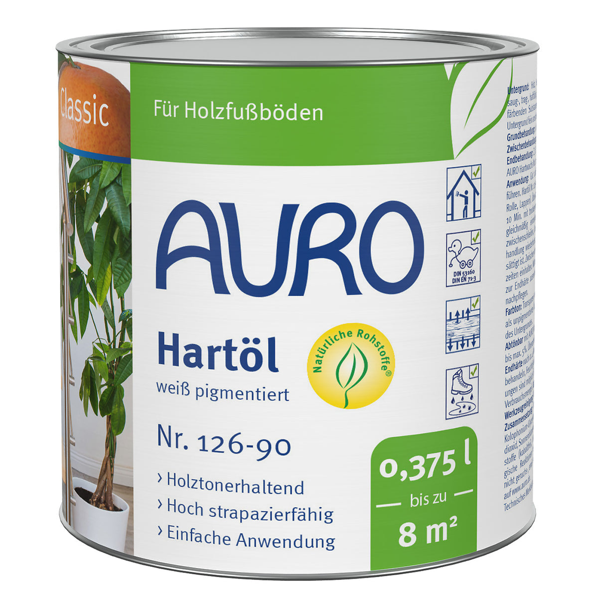 AURO Hartöl weiß pigmentiert Nr. 126-90