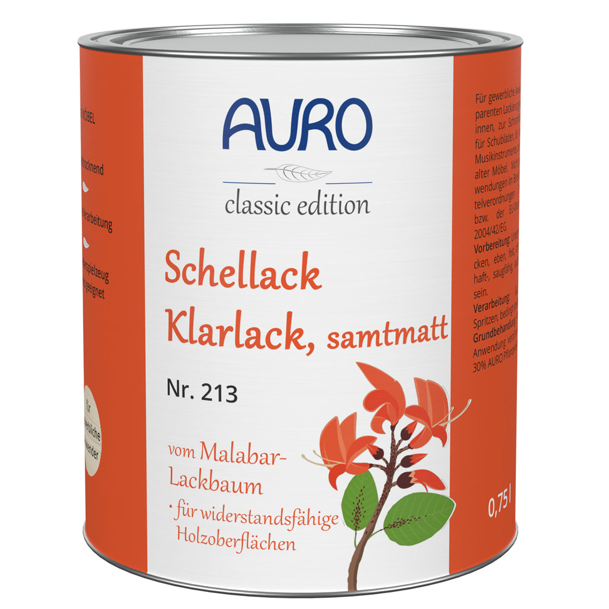 AURO Schellack-Klarlack, samtmatt Nr. 213