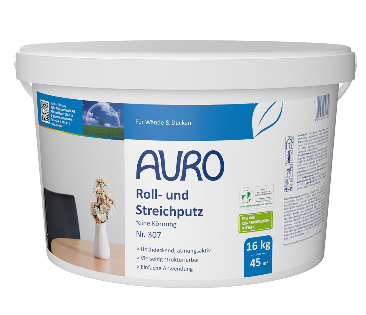 AURO Roll- und Streichputz -feine Körnung- Nr. 307