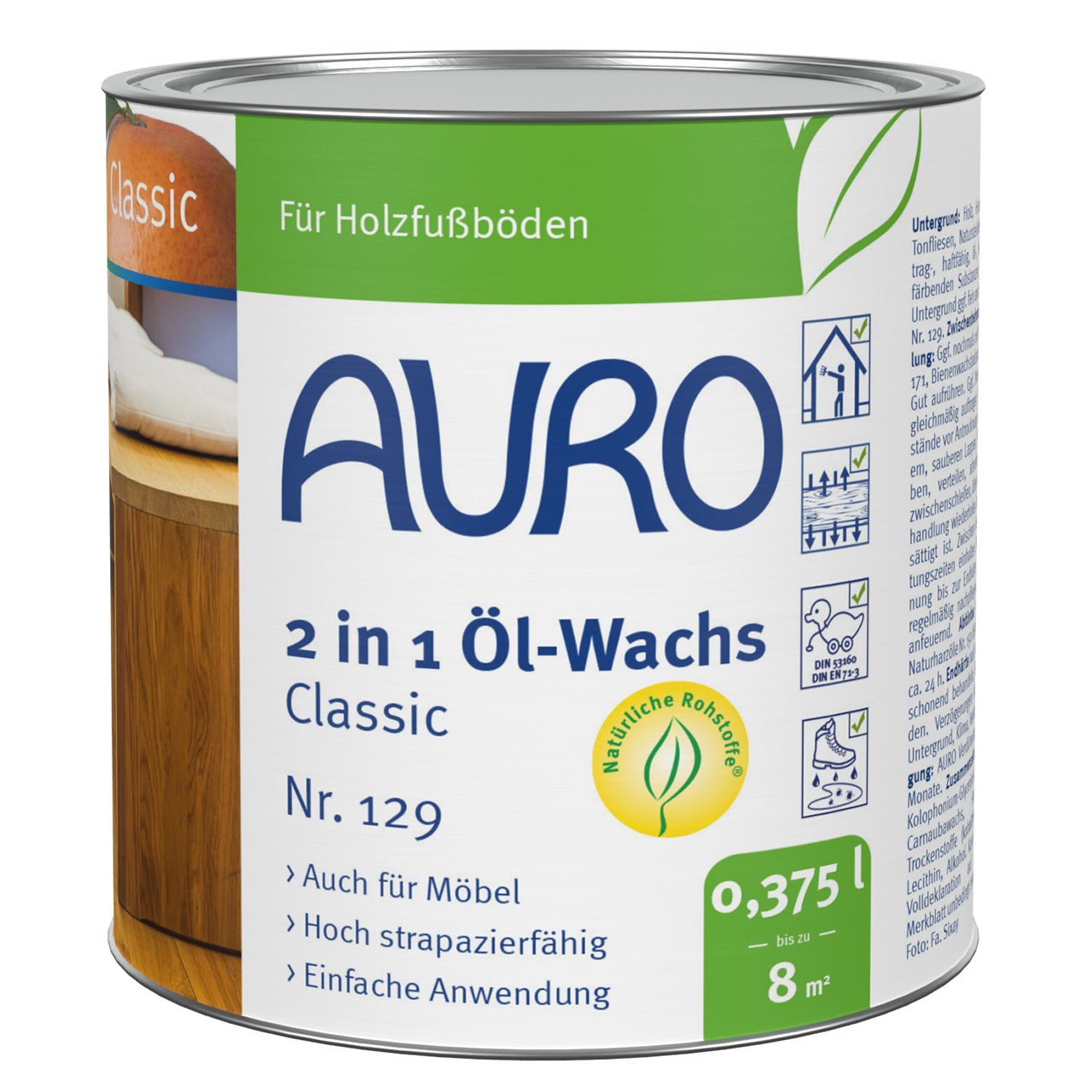 Naturbaustoffladen | Naturfarben Freiburg _ AURO 2 in 1 Öl - Wachs, Classic, Nr. 129