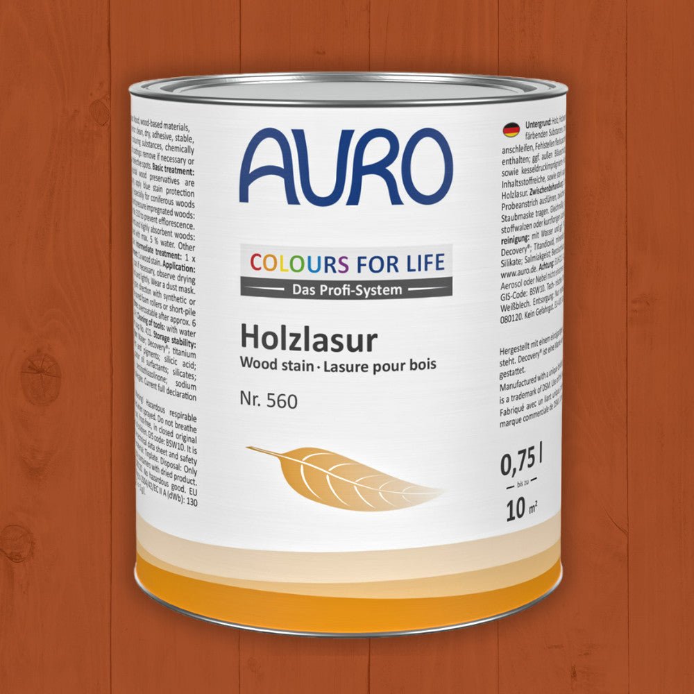 Naturbaustoffladen | Naturfarben Freiburg _ AURO COLOURS FOR LIFE Holzlasur Nr. 560 | orange bis rot