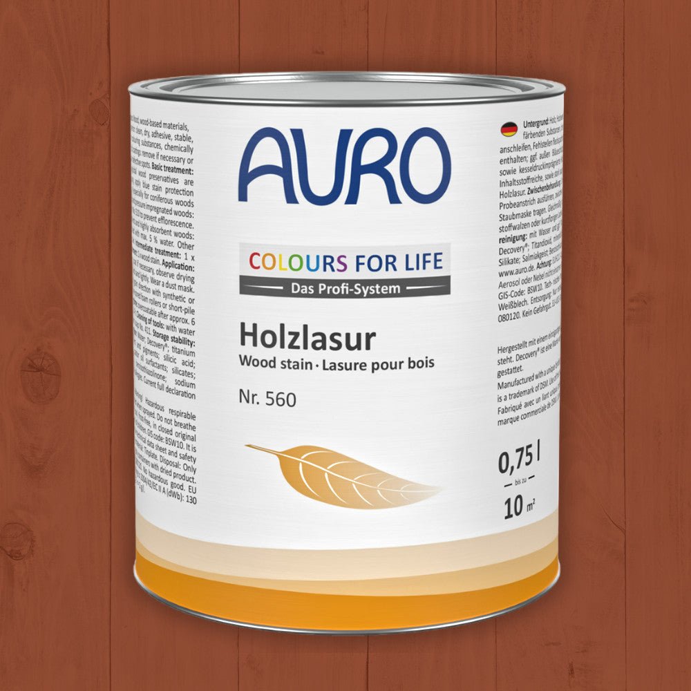 Naturbaustoffladen | Naturfarben Freiburg _ AURO COLOURS FOR LIFE Holzlasur Nr. 560 | orange bis rot