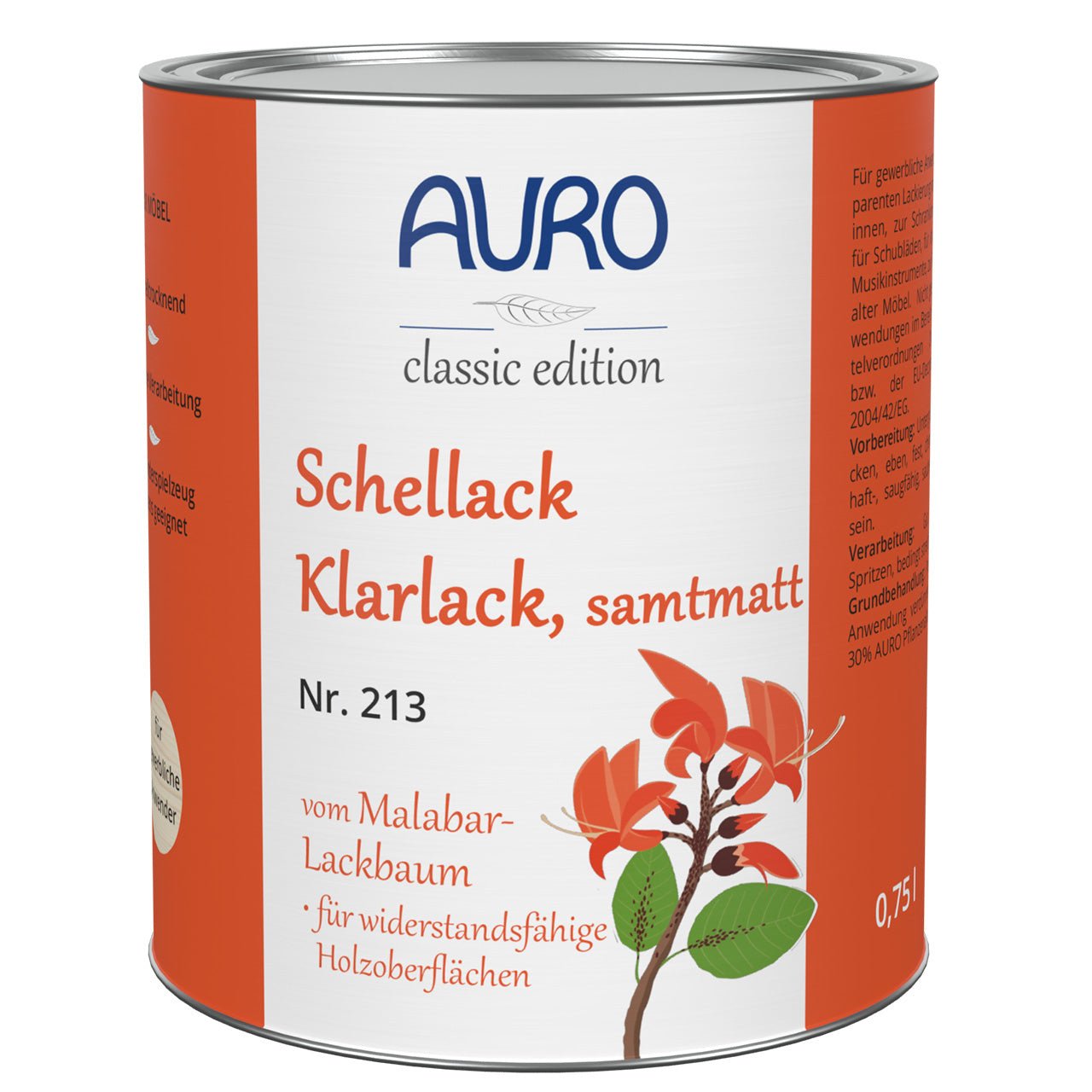 Naturbaustoffladen | Naturfarben Freiburg _ AURO Schellack - Klarlack, samtmatt Nr. 213